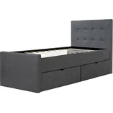 Homestyle4u Polsterbett 90 x 200 cm Grau