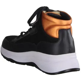 Finn Comfort Daytona Schwarz/Arancia - sportlicher Schnürschuh - Marken, Schwarz, leder (nappaseda/nubuk/diesel) für Damen, schwarz, Größe 39