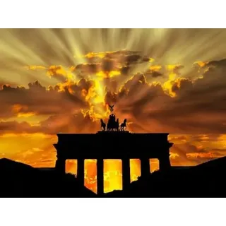 BLUEMEX Diamond Painting Bild, Brandenburger Tor, runde BZW. eckige Steine, 43 Farben, 70x90cm, Vollbild (runde Steine)