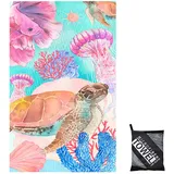 Mikrofaser Handtuch,StrandtuchXXL Microfaser Badetuch Groß 90x160CM,Schnelltrocknend Handtuch TropicalTurtle,Stranddecke Badetuch Strand,Beach Towel Strandtücher strandhandtuch mit Aufbewahrungstasche