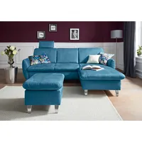 sit&more Ecksofa »Daytona L-Form«, mit Federkern, einer Kopfstütze und wahlweise mit Bettfunktion, blau