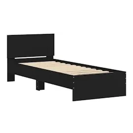 vidaXL Bettgestell mit Kopfteil und LED-Leuchten Schwarz 90x200 cm