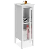 Relaxdays Badezimmerschrank, HxBxT: 81 x 30 x 33 cm, 2 Fächer, Tür, MDF, schmaler Badezimmer Beistellschrank, weiß