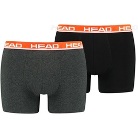 Head Herren Boxershorts im Pack - Basic, Baumwoll Stretch, einfarbig Grau/Orange L