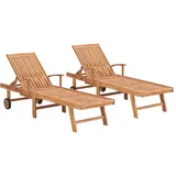 vidaXL 2X Teak Massiv Sonnenliege Gartenliege Holzliege Relaxliege Liegestuhl Gartenmöbel Liege Saunaliege Strandliege Freizeitliege
