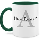 Tasse Tassen 325ml - Buchstabe Name anpassbar Herzchen I Geschenk Anfangsbuchstabe mit Name - 325 ml - Petrolgrün - buchstabentasse buchstaben a mug namenstasse initialen anfangsbuchstaben häferl