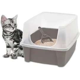 Iris Ohyama Katzenklo Mit Schaufel, Bis 7 Kg, Taupe, Offen, Ohne Deckel, Katzentoilette, Hoher Abnehmbarer Rand, Für Große Katzen, Kätzchen, Toilet, Xxl Toilette, Bpa-frei, Cat Litter Box, Clh-12 - Iris Ohyama