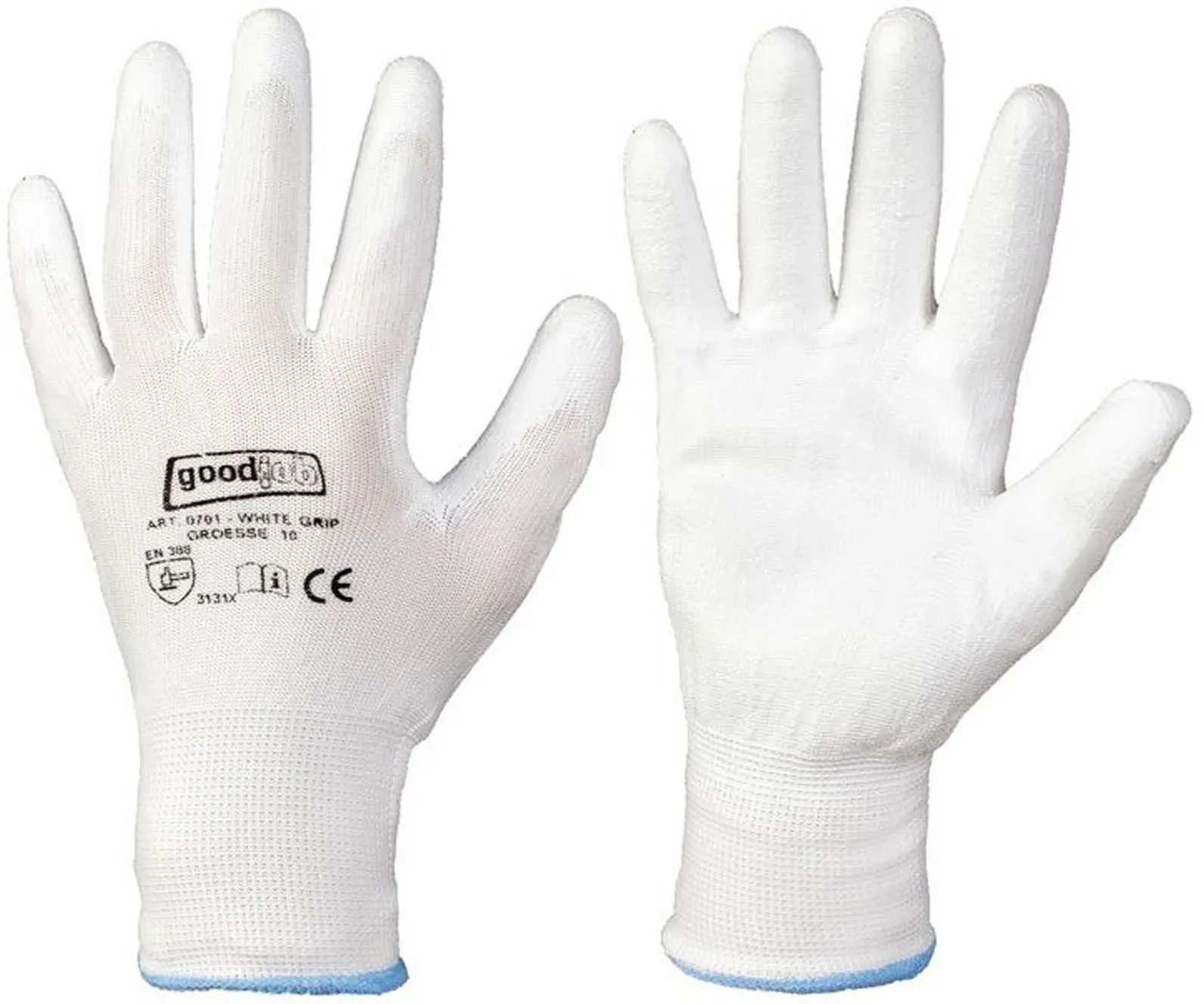 Goodjob White Grip 0701 Feinstrickhandschuhe mit Polyurethan-Beschichtung weiß, VE 240 Paar 6/XS