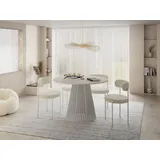 WFL GROUP Esstisch Rund 100 x 76 x 100 cm Beige/Grau