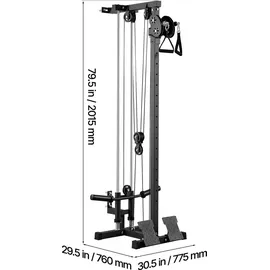 Vevor Latzugstation, 3-in-1 Latzugturm zur Wandmontage, Kraftstation bis ca. 227 kg mit Latzugstange Seilzug, Krafttraining für Rücken Arme Schultern Bauch, Latzugmaschine für Fitnesscenter Zuhause