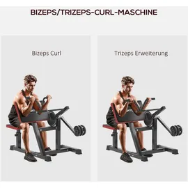 sportnow Bizeps / Trizeps Curl Maschine mit 5-stufigem verstellbarem Sitz Kunstleder Schwarz
