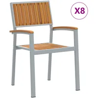 VidaXL Gartenstühle 8 Stk. Stapelbar Grau Stahl & Massivholz