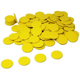 Wissner Spielchips gelb (100 Stück) aus RE-Plastic® | Zählchips Marker Tokens ø 25 mm