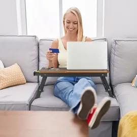 Relaxdays Laptoptisch für Bett & Couch, klappbarer Betttisch, Bambus, höhenverstellbar, Betttablett, Dunkelbraun/schwarz