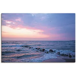 Leinwandbild ARTLAND "Tagesbeginn am schönen Ostseestrand", lila (farbe bild(er): lila), B:90cm H:60cm T:1,8cm, Canvas, Leinwand, Bilder, auf Keilrahmen gespannt