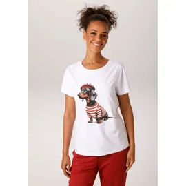 Aniston CASUAL T-Shirt in weiß-rot-schwarz-hellgrau-orange-gelb - Gr.: 38