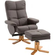 aosom Relaxsessel Kunstleder 86 x 99 x 80 cm braun mit Hocker