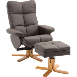 aosom Relaxsessel Kunstleder 86 x 99 x 80 cm braun mit Hocker