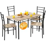 CASARIA Casaria® Esstisch mit 4 Stühlen Holz 5 teilig Set Metall 110x70cm Industrial Esszimmer Küche Stühle Tisch Möbel Essgruppe Sitzgruppe Leo