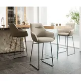 DeLife Barstuhl Alja-Flex Materialmix Mikrofaser Schlamm / Bouclé Schlamm Kufengestell Metall Schwarz Taschenfederkern - Braun/Beige