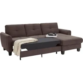 sit&more Ecksofa SIT & MORE "Varese L-Form", braun (dunkelbraun), B:253cm H:91cm T:167cm, Bedruckte Microfaser (100% Polyester);Luxus-Microfaser ALTARA NUBUCK (100% Polyester);Struktur (100% Polypropylen), Sofas, Ecksofa, mit Federkern, wahlweise mit Bettfunktion