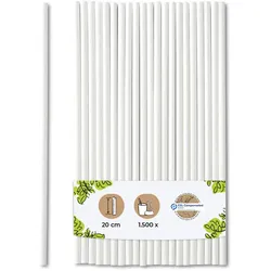 BIOZOYG 1500 Stück Trinkhalme 20cm,  Ø5mm, weiß, umweltfreundliche Getränkehalme, biologisch abbaubar, ökofreundliche, nachhaltige Papierstrohhalme