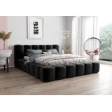 Verona Idee Polsterbett Aqua mit Lattenrost Metallrahmen Doppelbett Massivbett 160x200cm Schwarz