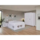 Mid.you Einzelzimmer, Weiß, Holz, Kiefer, massiv, 5 Fächer, Schlafzimmer, Schlafzimmer Komplett