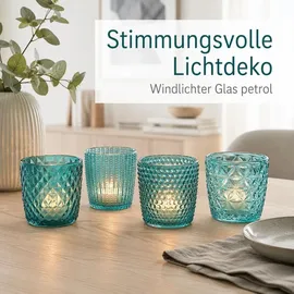 Boltze Windlicht Marilu Glas Türkis