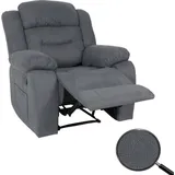 MCW Fernsehsessel MCW-J57, XXL Relaxsessel TV-Liegesessel Nosagfederung Wildleder-Optik Stoff/Textil bis 200kg ~ graublau