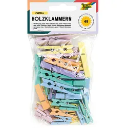 folia Holzklammern mehrfarbig pastell 48 St.