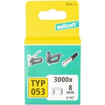 WOLFCRAFT 7032000 3000 Klammern breit, X-harter Stahl Typ 53 8 mm