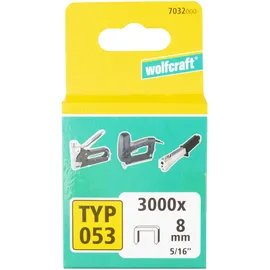 WOLFCRAFT 7032000 3000 Klammern breit, X-harter Stahl Typ 53 8 mm