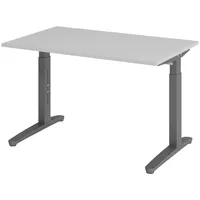 Bümö Schreibtisch Grau, Graphit, Nachbildung, Rechteckig, 120x74x80 cm, FSC
