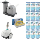 WAYS - Poolpflege - Poolsauger ZX50 & Filterpumpe 5678 L/u & 12 Filter Typ A & WAYS Scheuerbürste