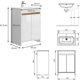 Vicco Lemgo 2-tlg. Weiß Hochglanz