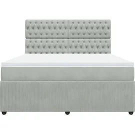 vidaXL Boxspringbett mit Matratze Hellgrau 180x200 cm Samt