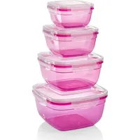 GRIZZLY 4er Set Frischhaltedosen (0,5L, 0,9L, 1,5L, 2,4L), quadratisch,