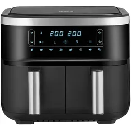 Severin HEIßLUFTFRITTEUSE FR 2453, Schwarz, Metall, Kunststoff, 3.25 L, 33.5x31.5x36.5 cm, Temperaturanzeige, Timer, Programm wählbar, Display, Touchscreen, Küchengeräte, Fritteusen