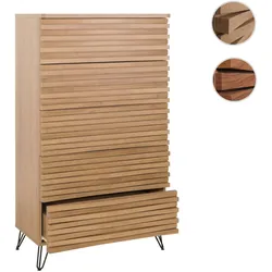 Kommode HWC-M49, Highboard Schrank, 3D-Design 5 Schubladen MDF Metall 145x80x44cm ~ natur