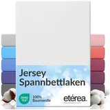 etérea Himmlische Qualität Spannbettlaken Jersey-Baumwolle 200 x 220 cm weiß