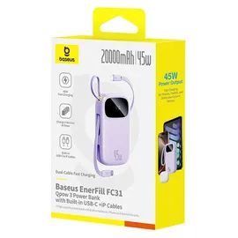 OEM Enerfill Powerbank Mit Display Und Usb-c-lightning-kabeln – Violett