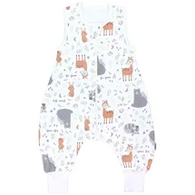 TupTam Sommerschlafsack Baby mit Beinen Leichter Schlafsack Baby Sommer 0.5 TOG, OEKO-TEX, Farbe: Reh hase bär waschbär grau beige Größe: 104-110