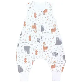 TupTam Sommerschlafsack Baby mit Beinen Leichter Schlafsack Baby Sommer 0.5 TOG, OEKO-TEX, Farbe: Reh hase bär waschbär grau beige Größe: 104-110