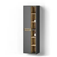 Livinity® Badschrank, Anthrazit, Eiche Artisan, 10 Fächer, Rechteckig, 50x170x33