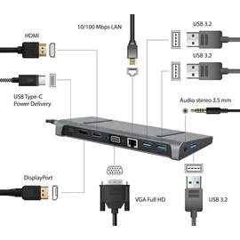 Gembird 9-in-1 Multiport Adapter A-CM-COMBO9-02
