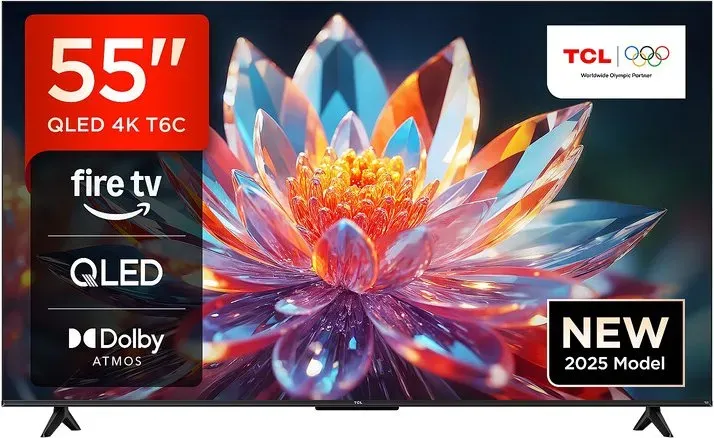 TCL 55T6C 55 Zoll QLED TV, 4K UHD Fire TV, HDR10+, Dolby Vision & Atmos, Smart TV mit Sprachsteuerung über Alexa, Google Cast & AirPlay 2