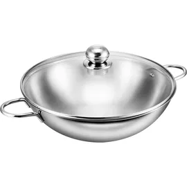 Kopf Wok Josie (Edelstahl, Ø 32 cm, inkl. Glasdeckel, Induktion) silber