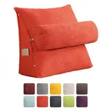 Nicole Knupfer Lesekissen Rückenkissen Kissen Dreieck Rückenlehne Keilkissen Taille Kissen Sofa Bürostuhl Lesen Bett Kissen Keilkissen mit Nackenrolle Fernsehkissen (Orange,45x45x20cm)