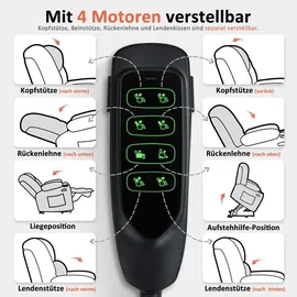 MCombo Relaxsessel M MCombo 4-Motoren Mikrofaser 7558 75 x 112 x 87 cm Beigebraun mit Massage & Heizung